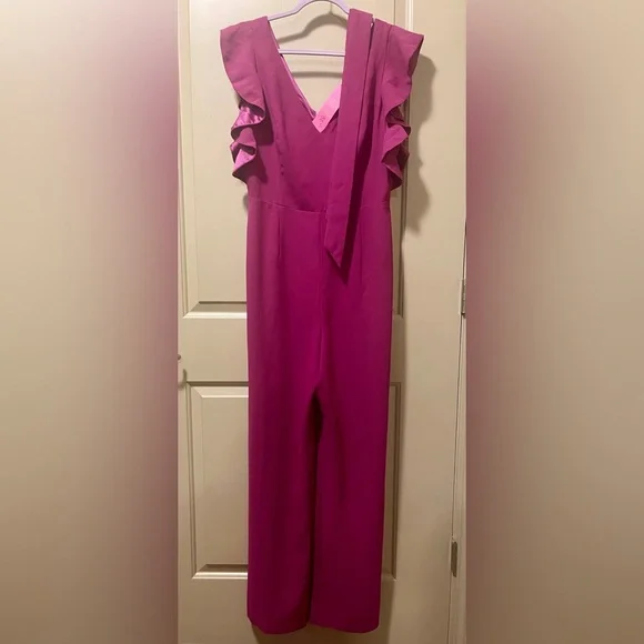 Lilly Pulitzer Kallie Ruffle Jumpsuit In Bordeaux Berry $228 NWT size 8